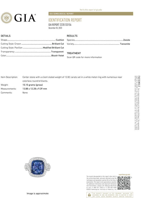 GIA Certified Tanzanite Criss Cross Ring with Diamonds in White Gold - Image 3