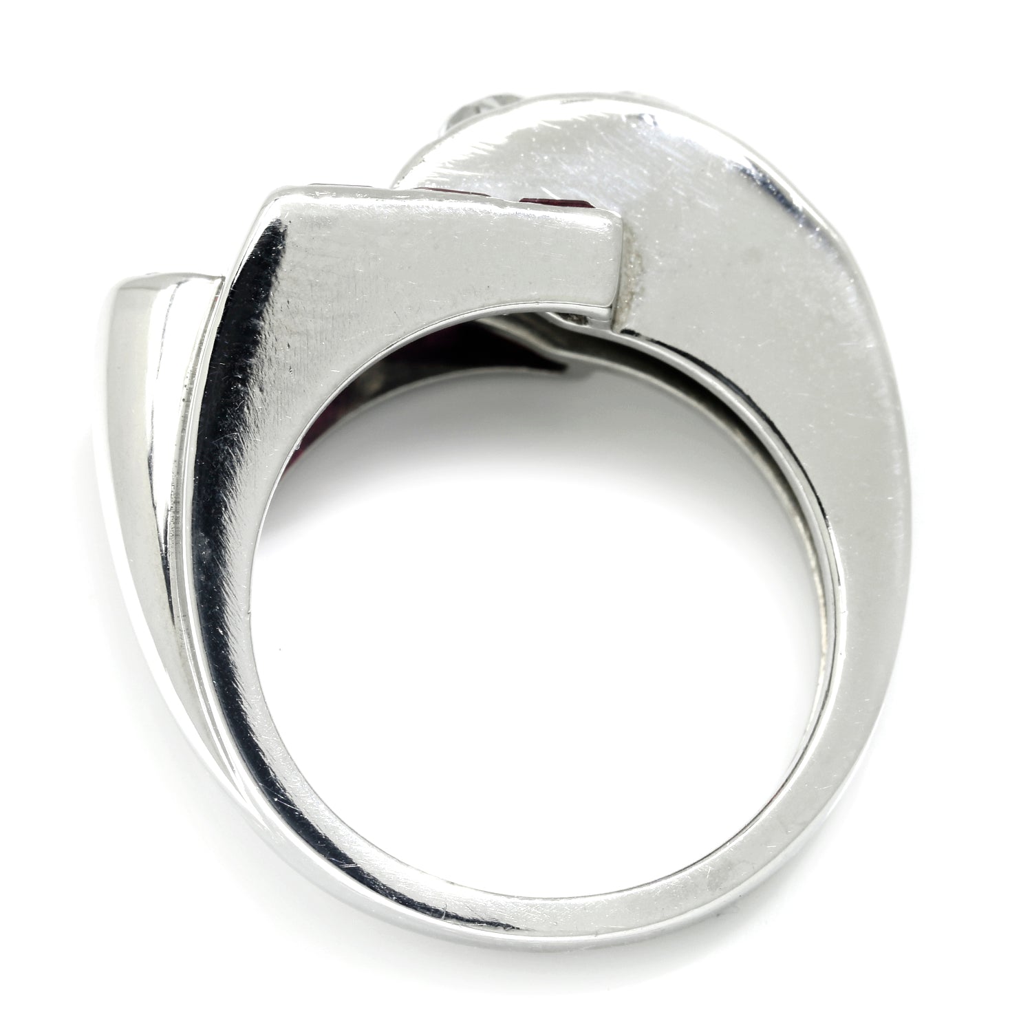 Once Upon A Diamond Ring White Gold Vintage European Diamond Ring with Rubies 18K White Gold 1.45ctw