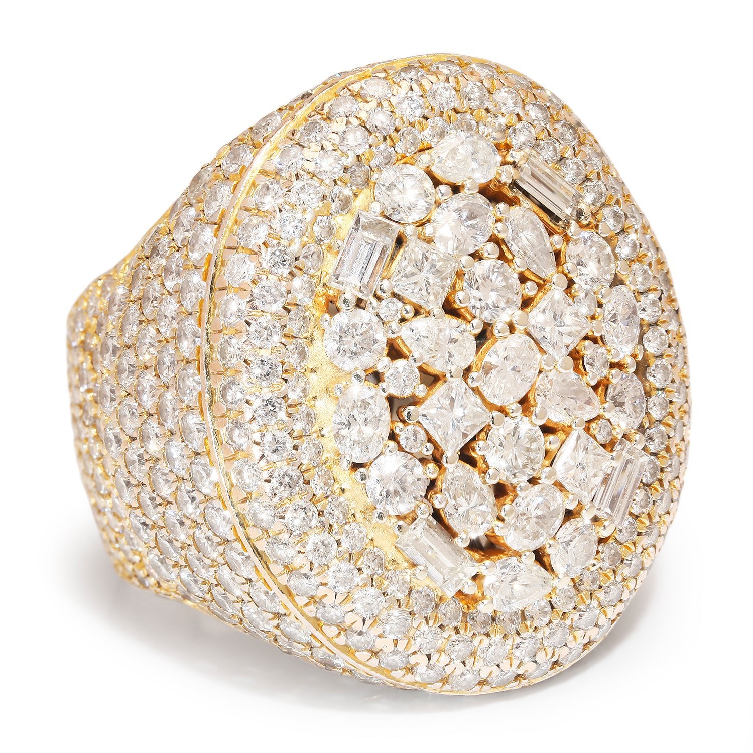 Once Upon A Diamond Ring White & Yellow Gold 12.00ctw Oval-Shaped Cluster Diamond Pave Ring 14K Gold SZ-9 Unisex