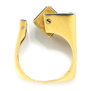 Once Upon A Diamond Ring White & Yellow Gold Designer Rotating Flip-Top Ring with Gems & Diamonds 18K Gold