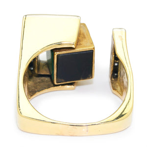 Once Upon A Diamond Ring White & Yellow Gold Designer Rotating Flip-Top Ring with Gems & Diamonds 18K Gold