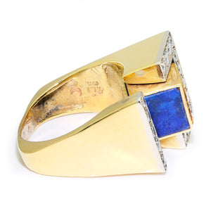 Once Upon A Diamond Ring White & Yellow Gold Designer Rotating Flip-Top Ring with Gems & Diamonds 18K Gold