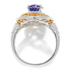 Once Upon A Diamond Ring White & Yellow Gold GIA Certified Purple Sapphire Filigree Ring with Diamonds 18K