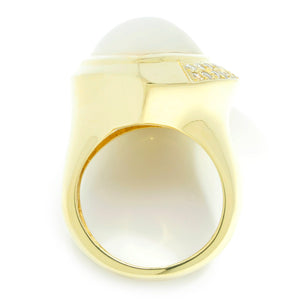 Once Upon A Diamond Ring Yellow Gold Maurice Katz Teardrop Mabe Pearl Ring with Diamonds Yellow Gold