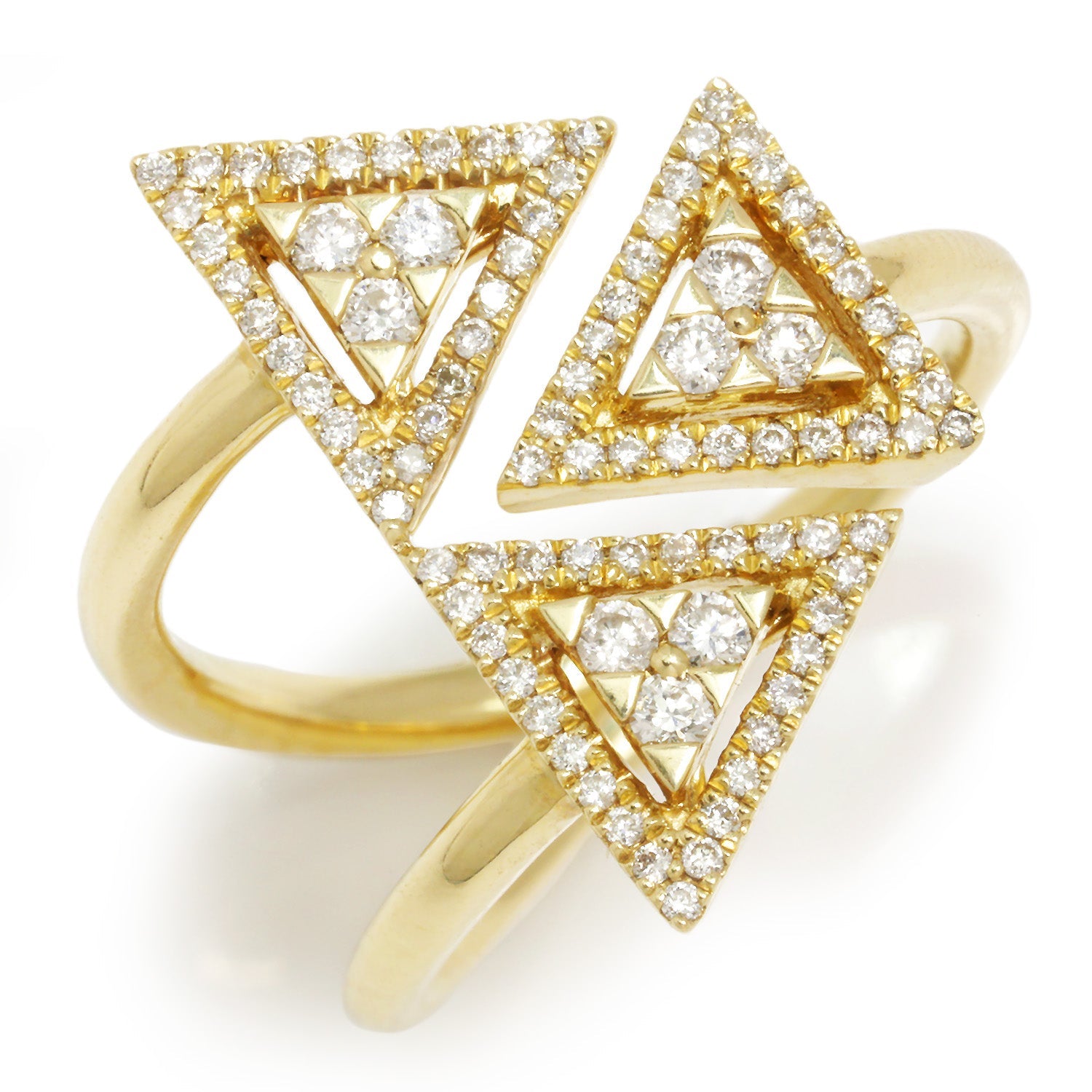 Once Upon A Diamond Ring Yellow Gold Triple Triangle Round Cluster Ring 14K Yellow Gold 0.39ctw