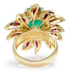 Once Upon A Diamond Ring Yellow Gold Vintage Oval Cabochon Emerald Ring with Diamonds & Rubies 18K