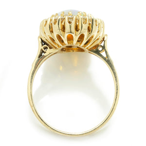 Once Upon A Diamond Ring Yellow Gold Vintage Oval Opal Halo Ring with Diamonds 14K Yellow Gold 3.55ctw