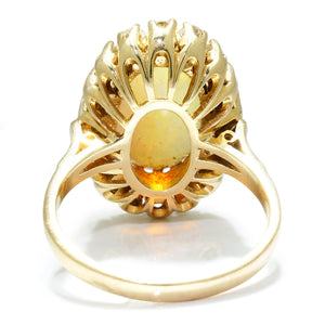Once Upon A Diamond Ring Yellow Gold Vintage Oval Opal Halo Ring with Diamonds 14K Yellow Gold 3.55ctw