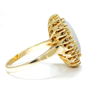 Once Upon A Diamond Ring Yellow Gold Vintage Oval Opal Halo Ring with Diamonds 14K Yellow Gold 3.55ctw