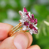 Once Upon A Diamond Ring Yellow & White Gold Marquise Ruby Cocktail Ring with Diamonds 18K Gold 2.76ctw