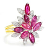 Once Upon A Diamond Ring Yellow & White Gold Marquise Ruby Cocktail Ring with Diamonds 18K Gold 2.76ctw