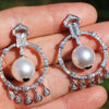 Once Upon A Diamond Ring Yellow & White Gold Vintage South Sea Pearl Chandelier Earrings with Diamonds White Gold