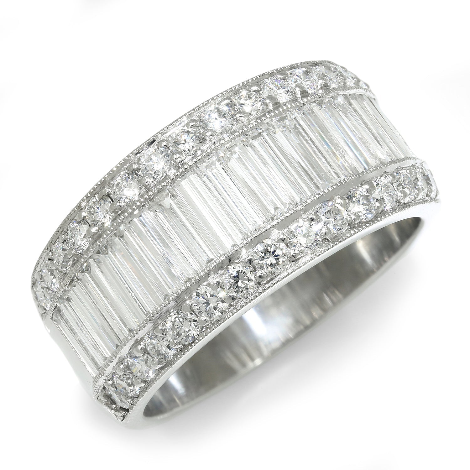 Once Upon A Diamond Rings Platinum 2.00ctw Baguette Diamond Band with Accents in Platinum by JB Star