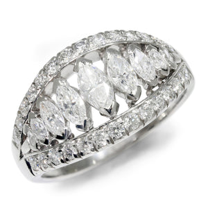Once Upon A Diamond Rings Platinum Graduated Marquise Diamond Band with Accents Platinum 1.50ctw