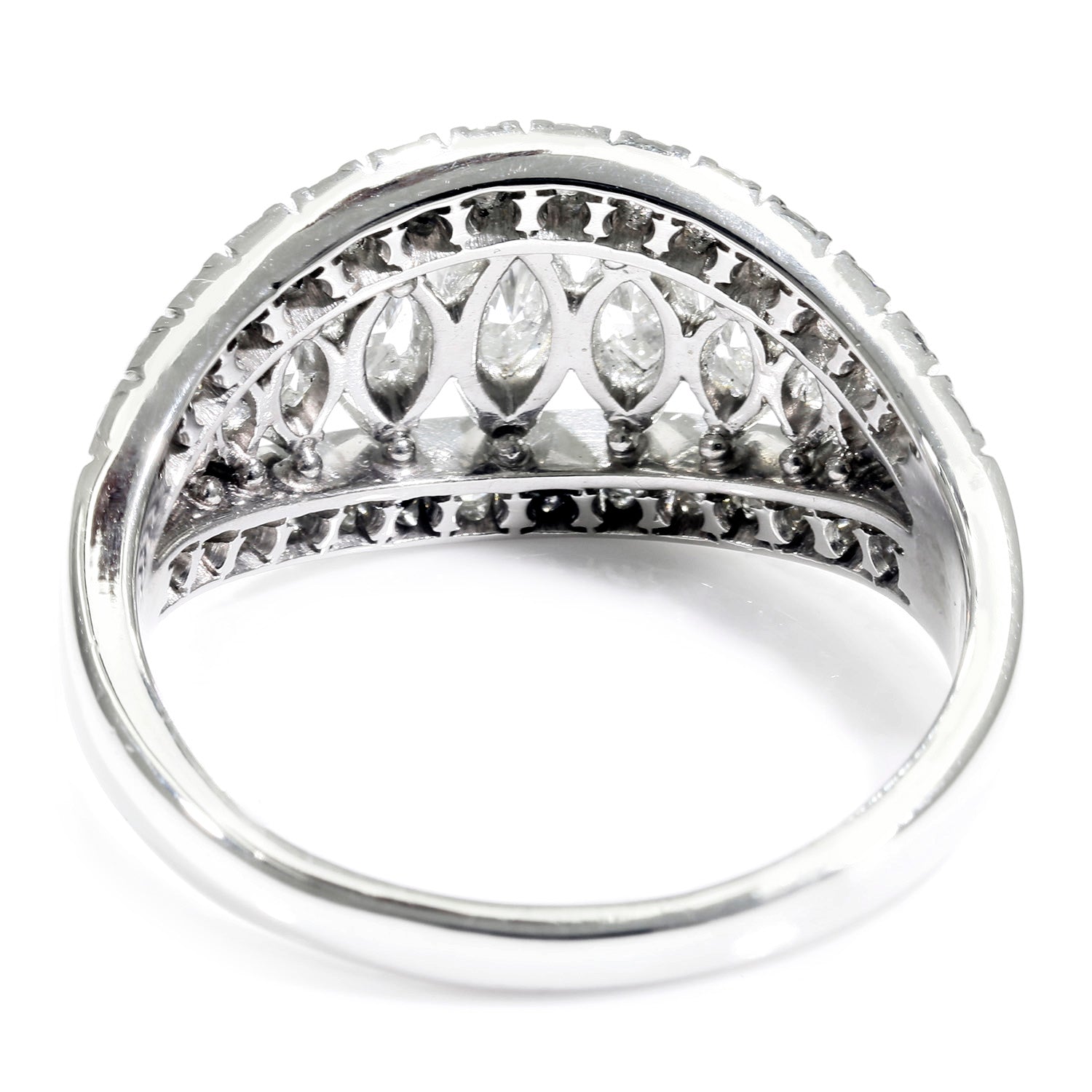 Once Upon A Diamond Rings Platinum Graduated Marquise Diamond Band with Accents Platinum 1.50ctw