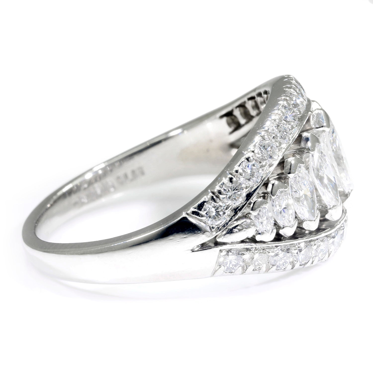 Once Upon A Diamond Rings Platinum Graduated Marquise Diamond Band with Accents Platinum 1.50ctw