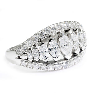 Once Upon A Diamond Rings Platinum Graduated Marquise Diamond Band with Accents Platinum 1.50ctw