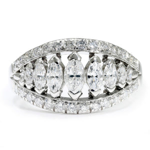 Once Upon A Diamond Rings Platinum Graduated Marquise Diamond Band with Accents Platinum 1.50ctw