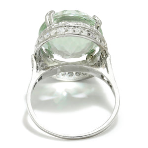 Once Upon A Diamond Rings Platinum Vintage Mint Green Quartz Ring with Diamonds in Platinum 6.75ctw
