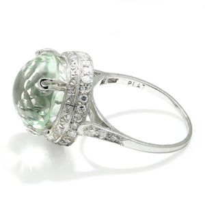 Once Upon A Diamond Rings Platinum Vintage Mint Green Quartz Ring with Diamonds in Platinum 6.75ctw