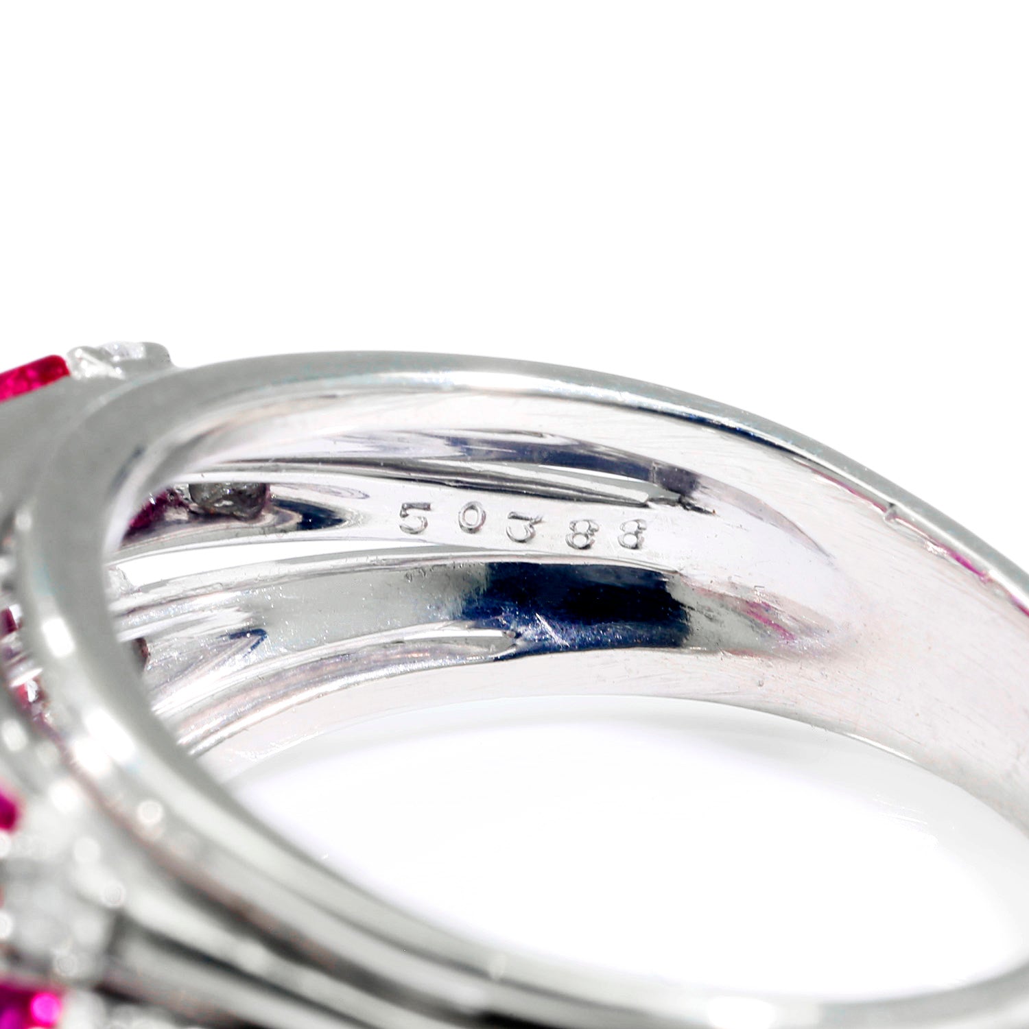 Once Upon A Diamond Rings Platinum Vintage Ruby Band with Diamonds in Platinum 1.50ctw