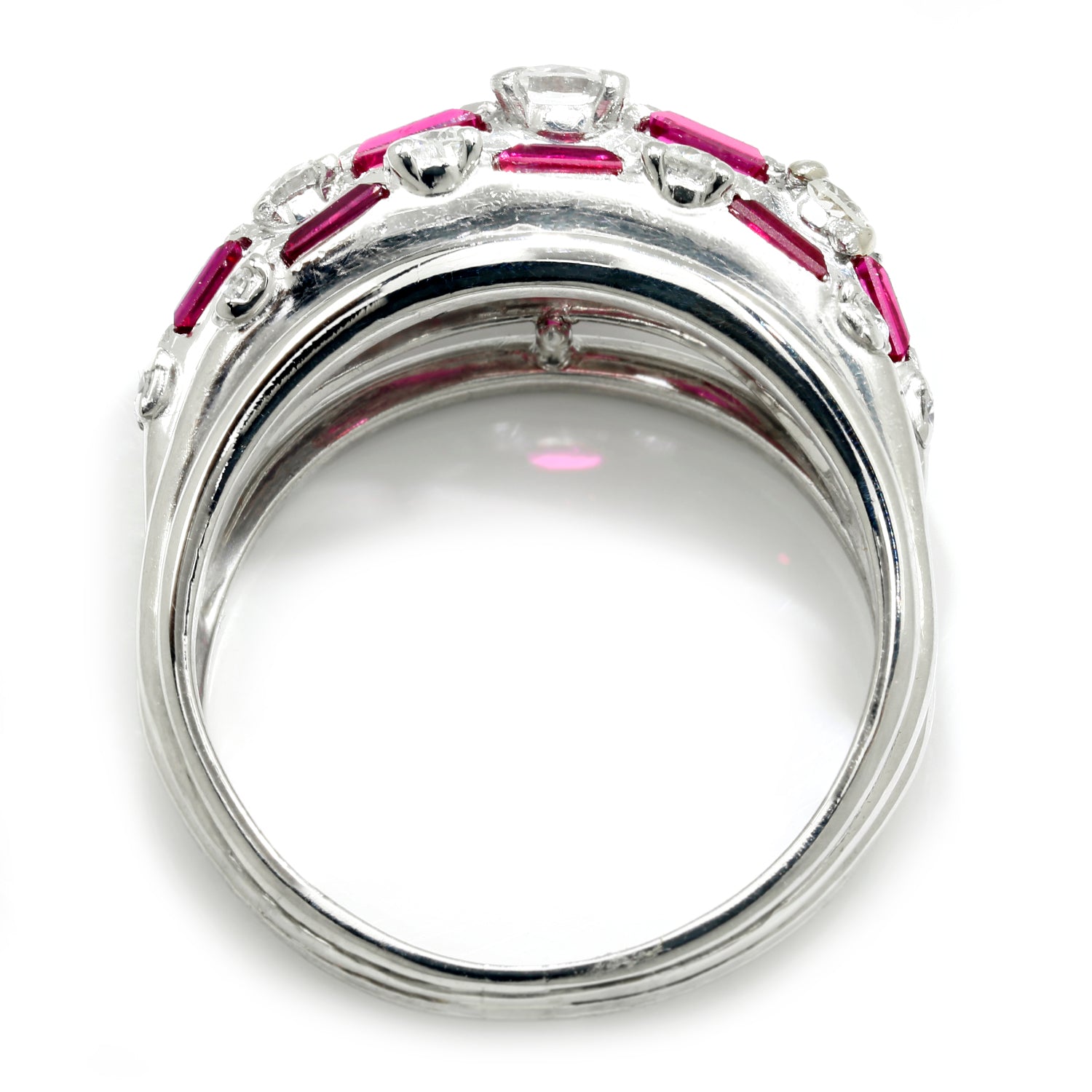 Once Upon A Diamond Rings Platinum Vintage Ruby Band with Diamonds in Platinum 1.50ctw