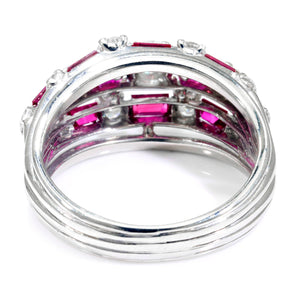 Once Upon A Diamond Rings Platinum Vintage Ruby Band with Diamonds in Platinum 1.50ctw