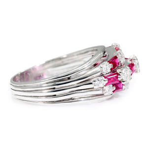 Once Upon A Diamond Rings Platinum Vintage Ruby Band with Diamonds in Platinum 1.50ctw