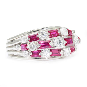 Once Upon A Diamond Rings Platinum Vintage Ruby Band with Diamonds in Platinum 1.50ctw