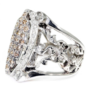 Once Upon A Diamond Rings White Gold Euro Diamond Ring with Fancy Brown Accents White Gold 1.04ctw