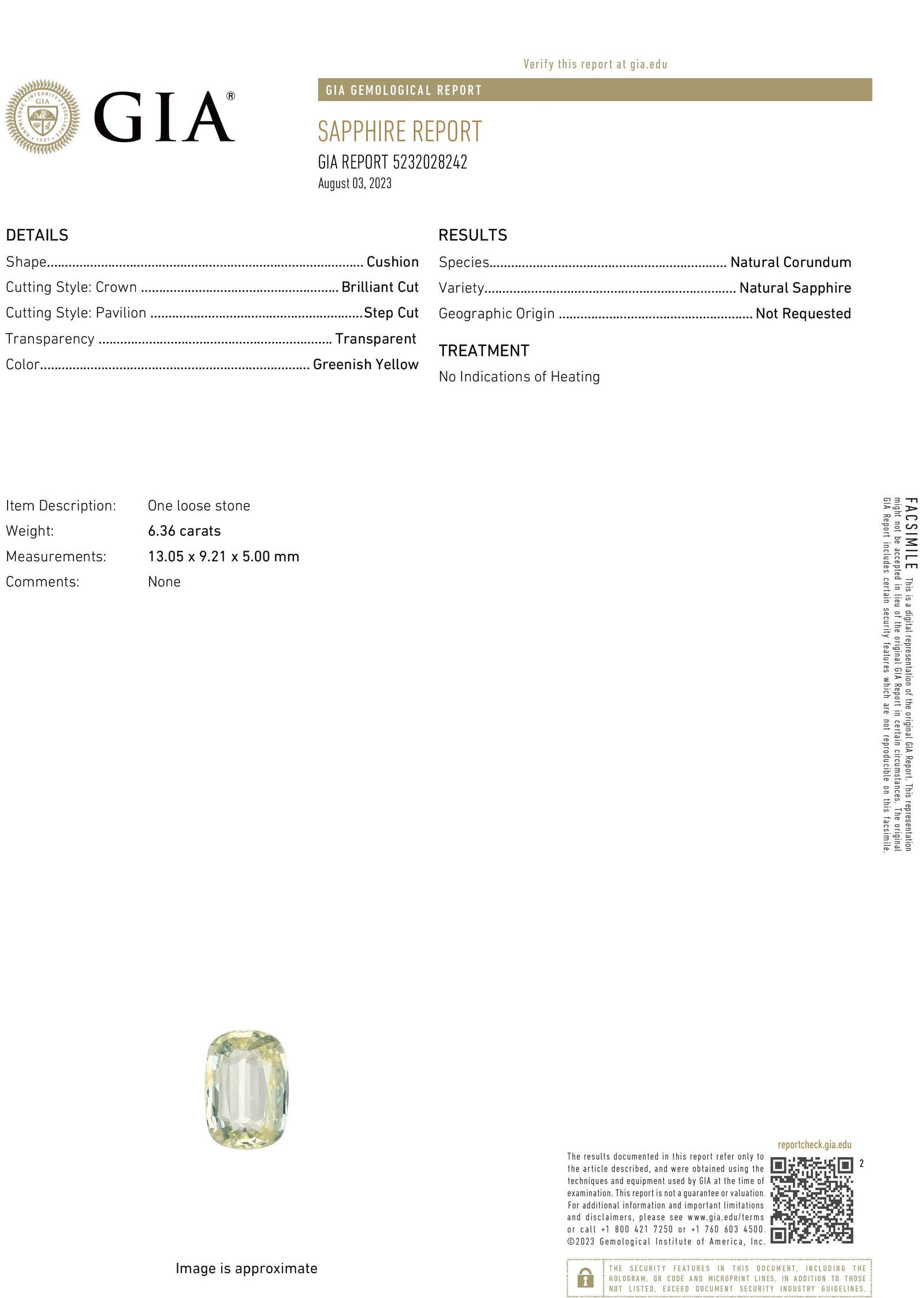 Once Upon A Diamond Rings White Gold GIA Certified NO HEAT Natural Greenish Yellow Sapphire Diamond Ring 18K