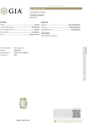 Once Upon A Diamond Rings White Gold GIA Certified NO HEAT Natural Greenish Yellow Sapphire Diamond Ring 18K