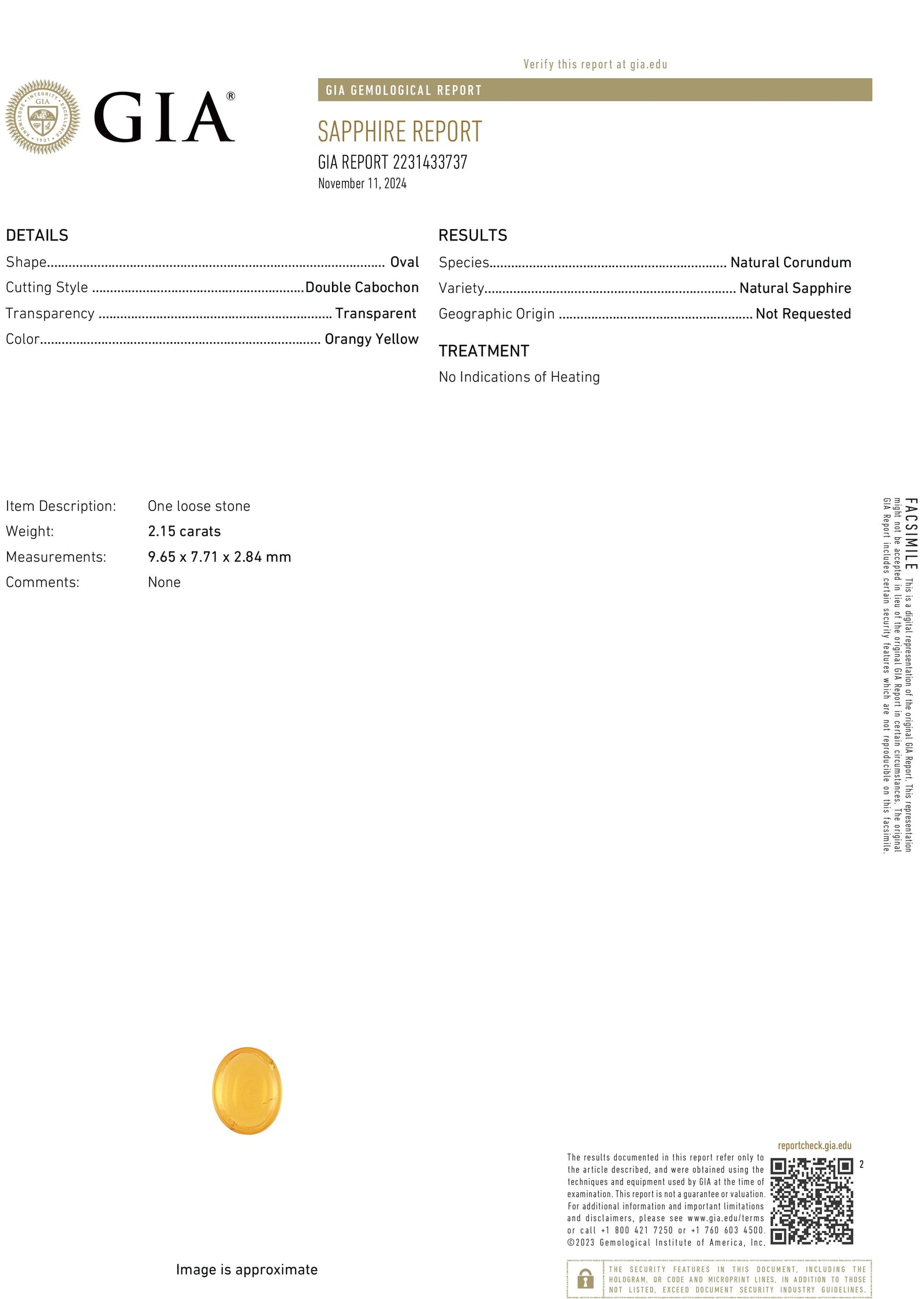 Once Upon A Diamond Rings White Gold GIA Certified NO HEAT Natural Orangy Yellow Sapphire Diamond Ring 18K