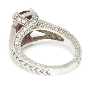 Once Upon A Diamond Rings White Gold Pear Cut Pink Spinel Ring with Diamonds 14K White Gold 2.44ctw