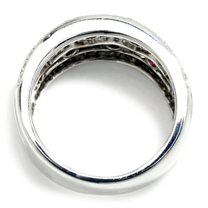 Once Upon A Diamond Rings White Gold Ruby Wave Band with Diamonds 14K White Gold 1.80ctw