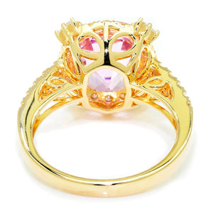 Once Upon A Diamond Rings Yellow Gold Cushion Kunzite Halo Ring with Diamonds 14K Yellow Gold 6.11ctw