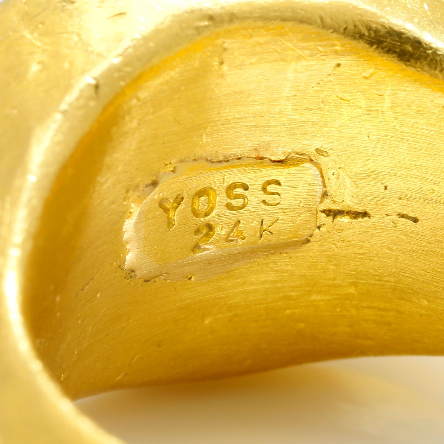 Once Upon A Diamond Rings Yellow Gold Yossi Harari Tiger's Eye Ring Hammered 24K Yellow Gold SZ-7