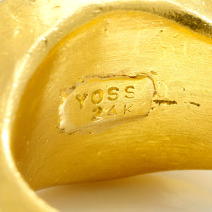 Once Upon A Diamond Rings Yellow Gold Yossi Harari Tiger's Eye Ring Hammered 24K Yellow Gold SZ-7