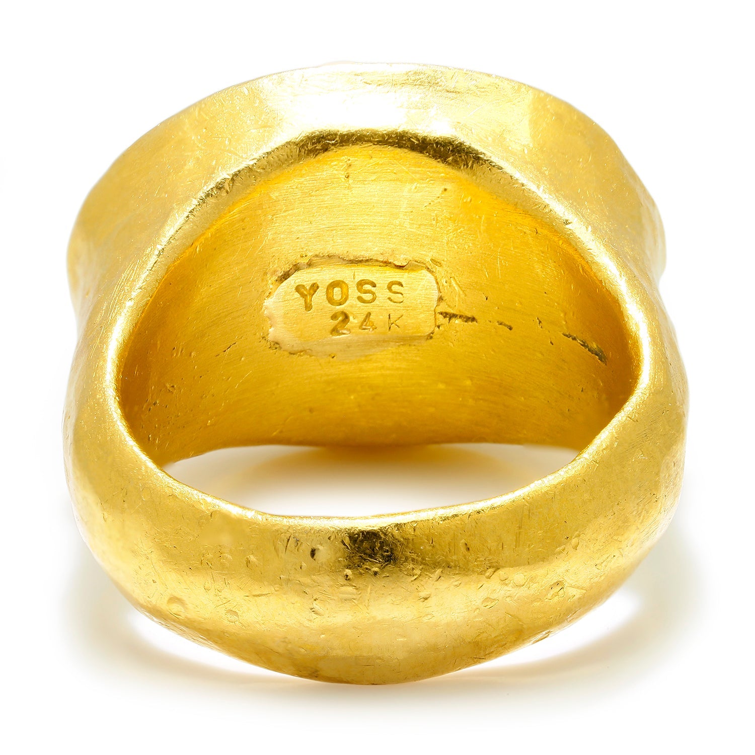 Once Upon A Diamond Rings Yellow Gold Yossi Harari Tiger's Eye Ring Hammered 24K Yellow Gold SZ-7