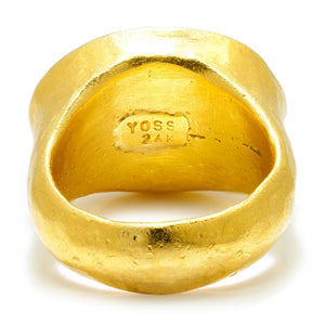Once Upon A Diamond Rings Yellow Gold Yossi Harari Tiger's Eye Ring Hammered 24K Yellow Gold SZ-7