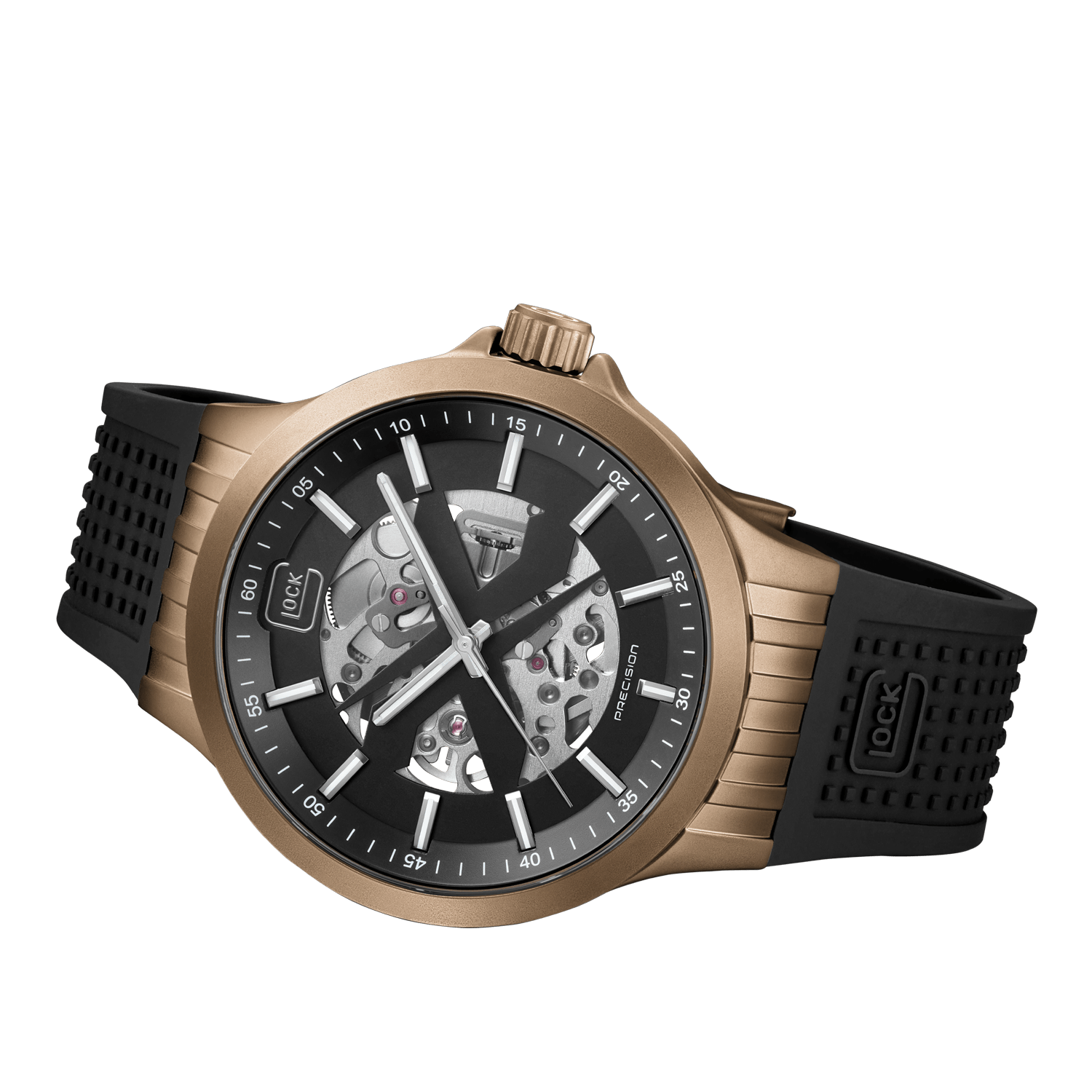 Once Upon A Diamond Watch Stainless Steel Glock Wristwatch Automatic 44mm Stainless Steel Coyote-Tone GW-14-2-24