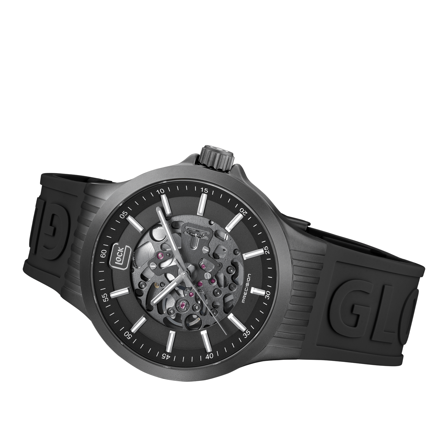 Once Upon A Diamond Watch Stainless Steel Glock Wristwatch Automatic 44mm Stainless Steel Gunmetal GW-14-1-24