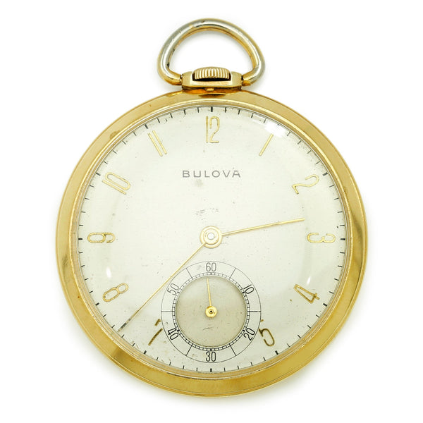 Vintage Bulova Solid 14K Gold Pocketwatch with Box/Paper - Image 3