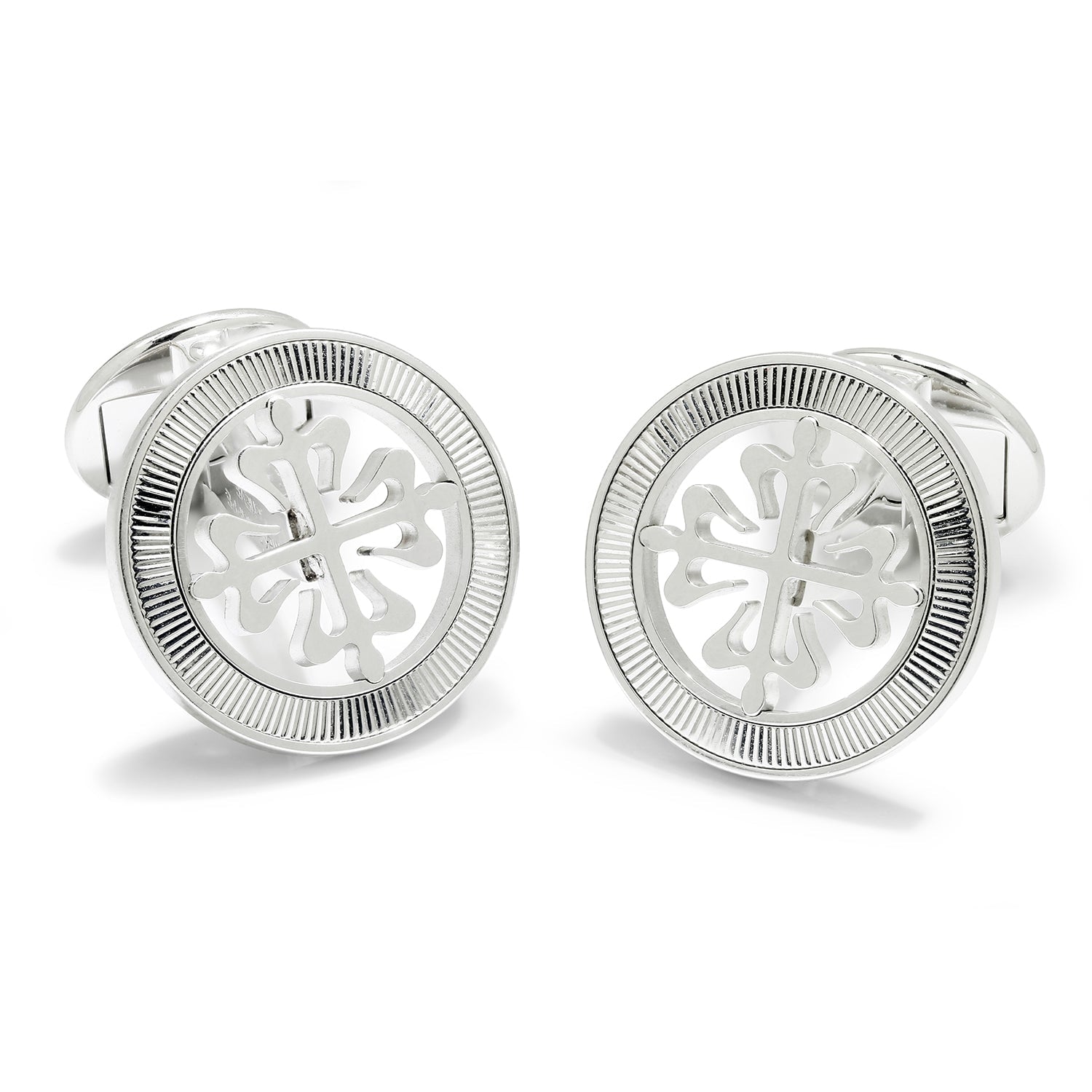 Once Upon A Diamond White Gold Patek Philippe Calatrava Cross Cuff Links 18K White Gold w/ Box