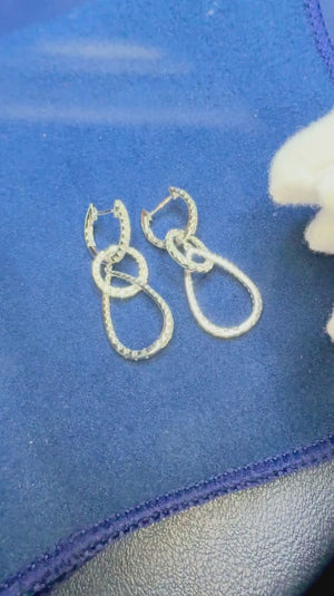 2.01ctw Dangle Drop Hoop Huggie Earrings Platinum