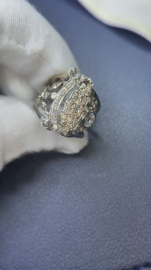 Euro Diamond Ring with Fancy Brown Accents White Gold 1.04ctw