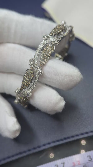 Diamond Leaf Bracelet with Fancy Brown Accents White Gold 5.75ctw