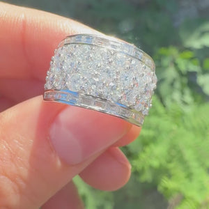 3.93ctw Round Diamond Cluster Band with Accents 14K White Gold