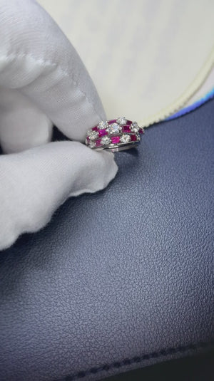 Vintage Ruby Band with Diamonds in Platinum 1.50ctw