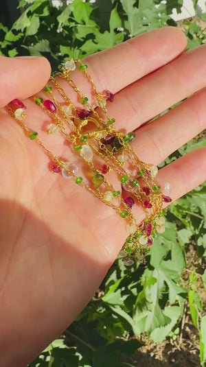 Laura Gibson Multi-Gemstone 22Kt Yellow Gold Necklace 39.5"